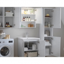 Set mobilier suspendat si lavoar Kolpasan, Evelin, 80 cm, stejar gri